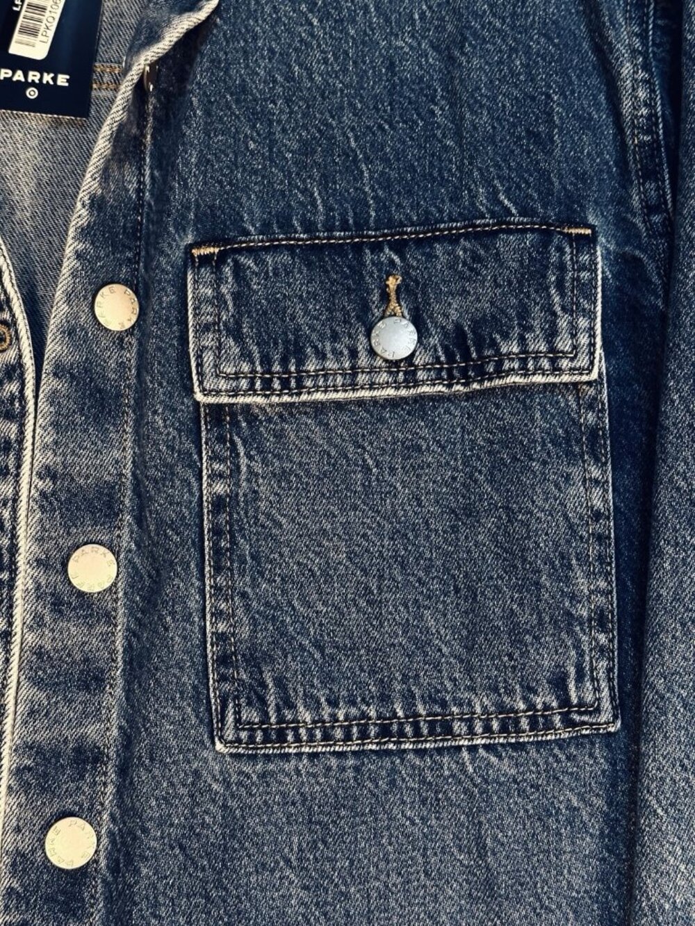 Parke Target Denim Shacket Shirt Jacket Dark Wash Oversized Button Front Sz XL - Picture 8 of 16